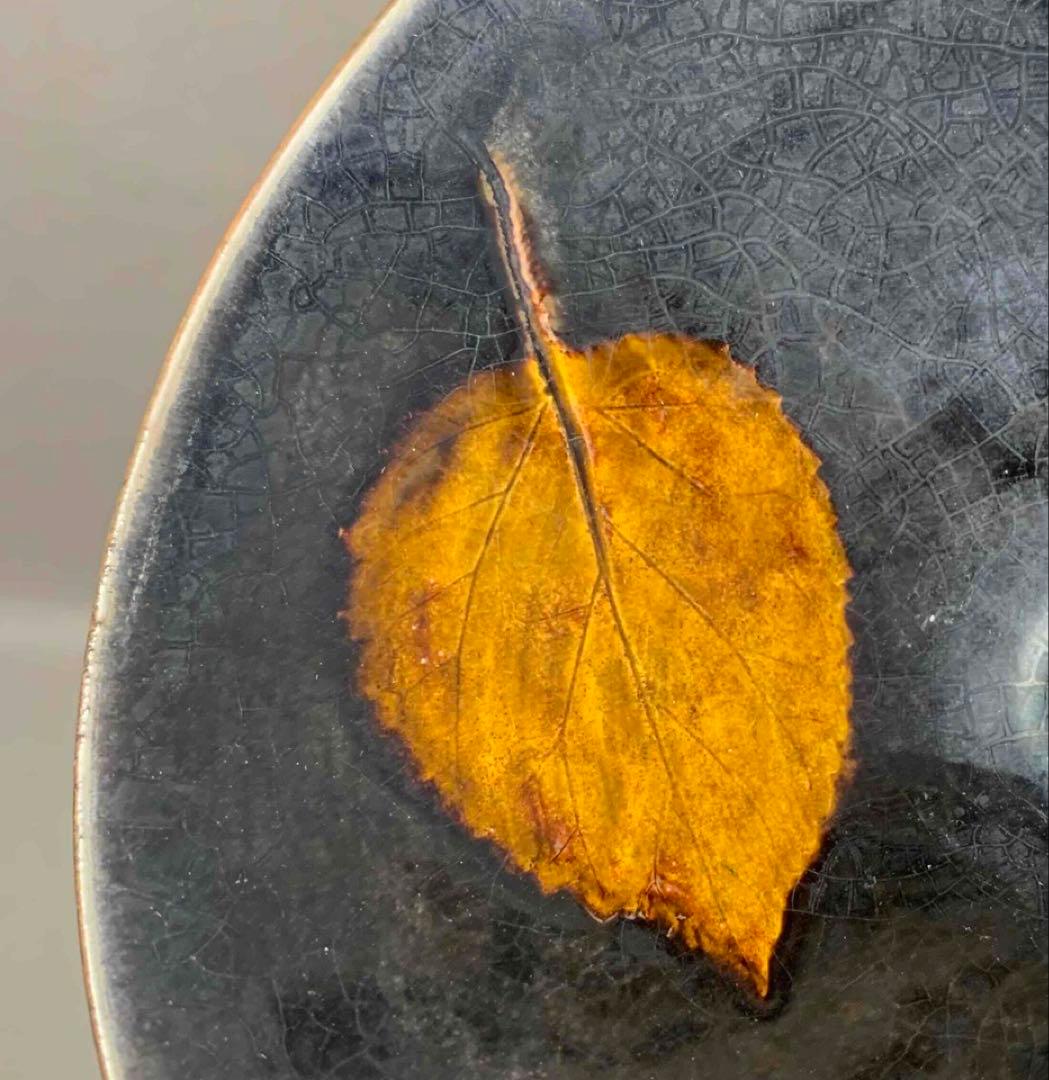 中国 木の葉平茶碗　f12230905