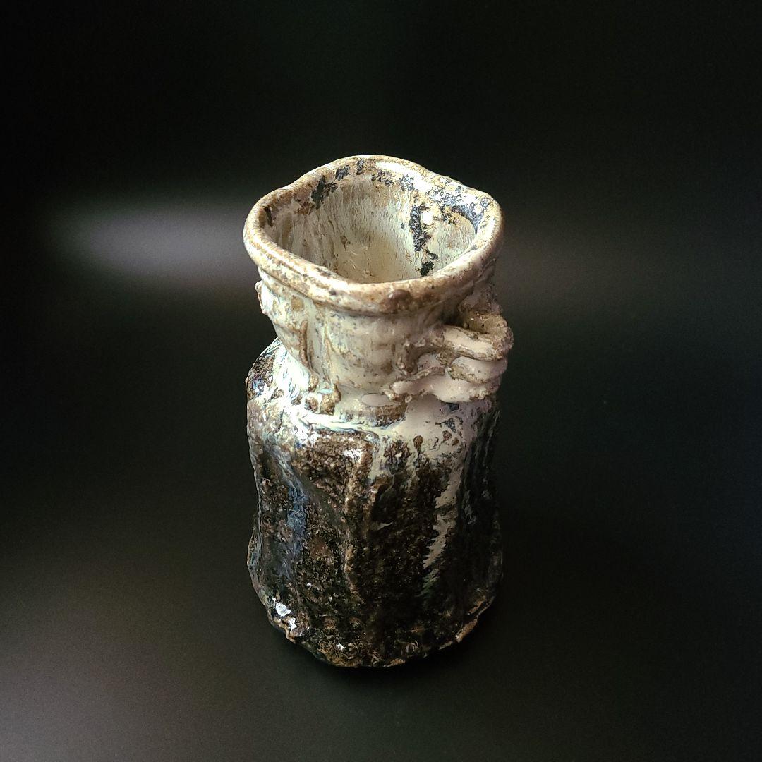 茶道具 朝鮮唐津 耳付 花入 浜本洋好 共箱 陶芸 花生 花器 からつ