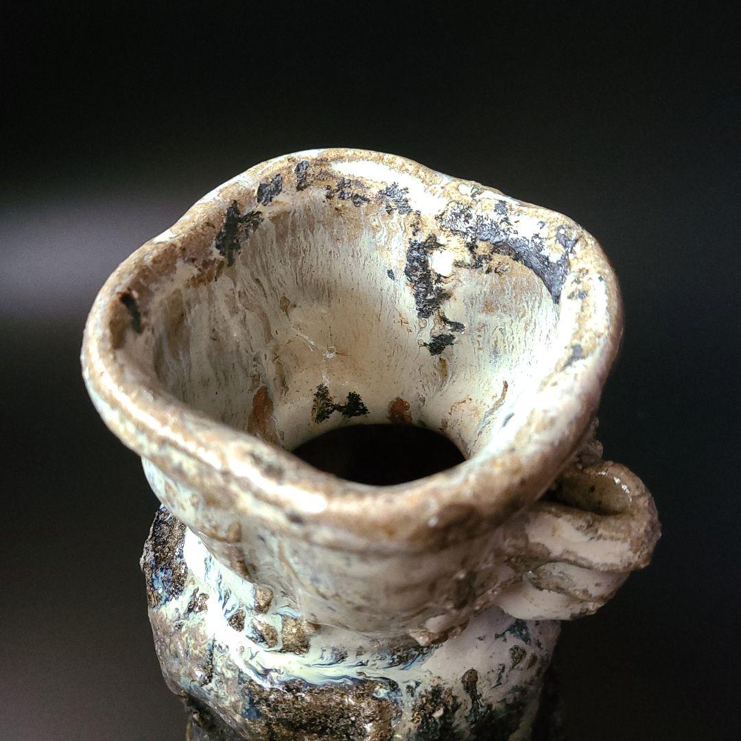 茶道具 朝鮮唐津 耳付 花入 浜本洋好 共箱 陶芸 花生 花器 からつ