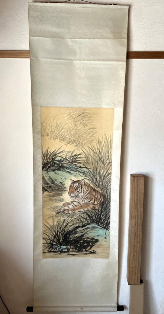 掛軸■猛虎 光正 絹本 肉筆 日本画 古美術 時代物 骨董品■⑯