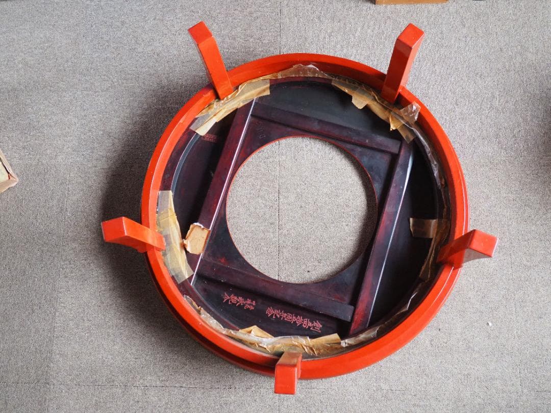 レアな大阪産根来塗　座卓　ちゃぶ台　円形　テーブル　穴あき