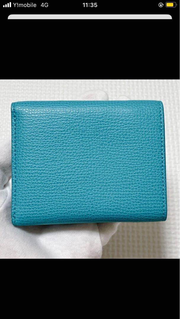 未使用　agnes b. アニエスベー レザー三つ折り財布　ターコイズ