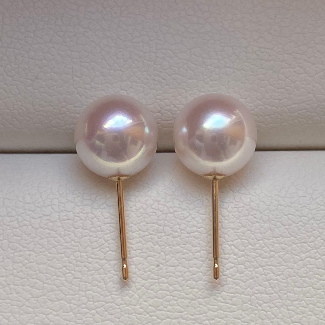 1941美品❣️花珠から天女級のテリ❣️K18❣️あこや真珠7.5-8mm ピアス