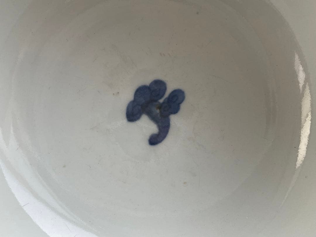 骨董　アンティーク　亀山焼　亀山製　染付　蝶々　鳳凰　霊芝　鉢　深鉢　蜻蛉手