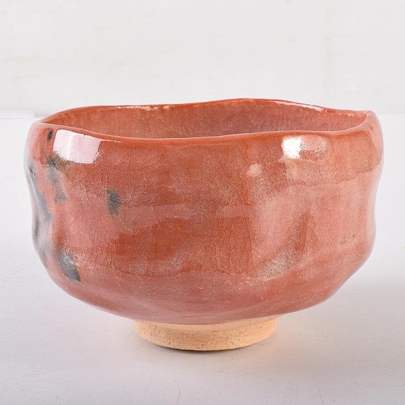 十四代　楽吉左衛門　覚入作　赤楽茶碗　銘「露霜」　即中斎極め箱　M　R8068