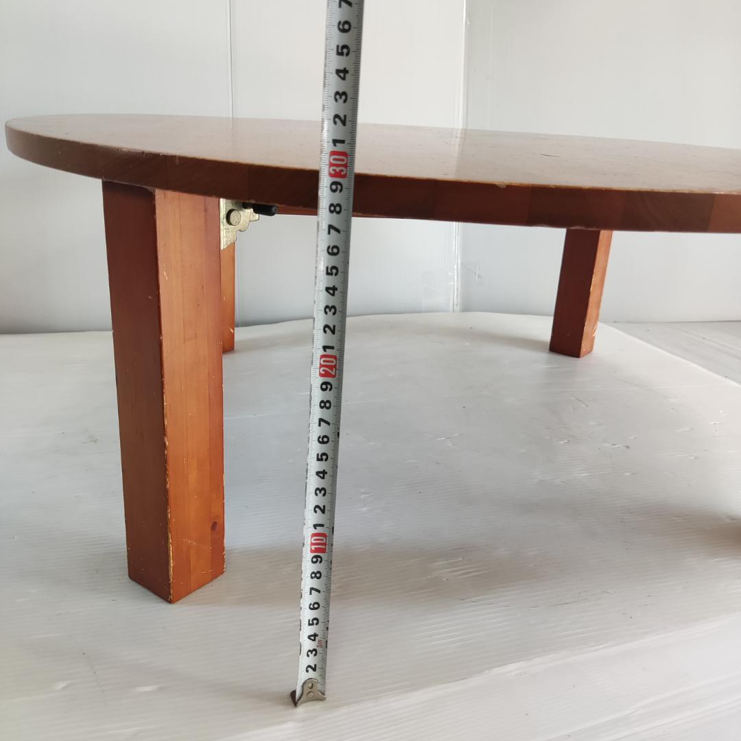 ちゃぶ台　レトロ　木製　円形座卓　茶色　小傷あり