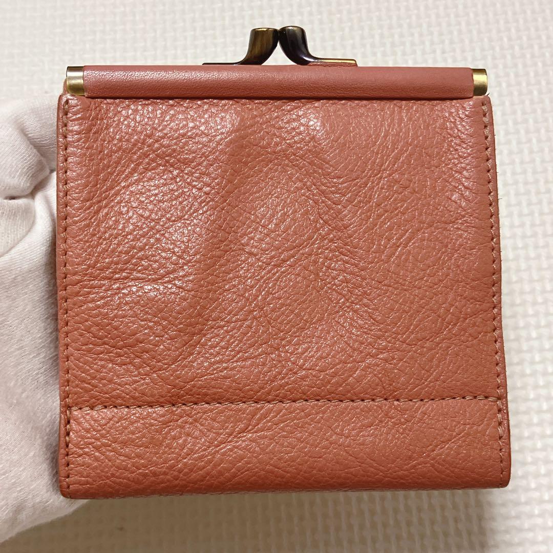 極美品　IL BISONTEイルビゾンテ レザーがま口三つ折り財布　ジャム