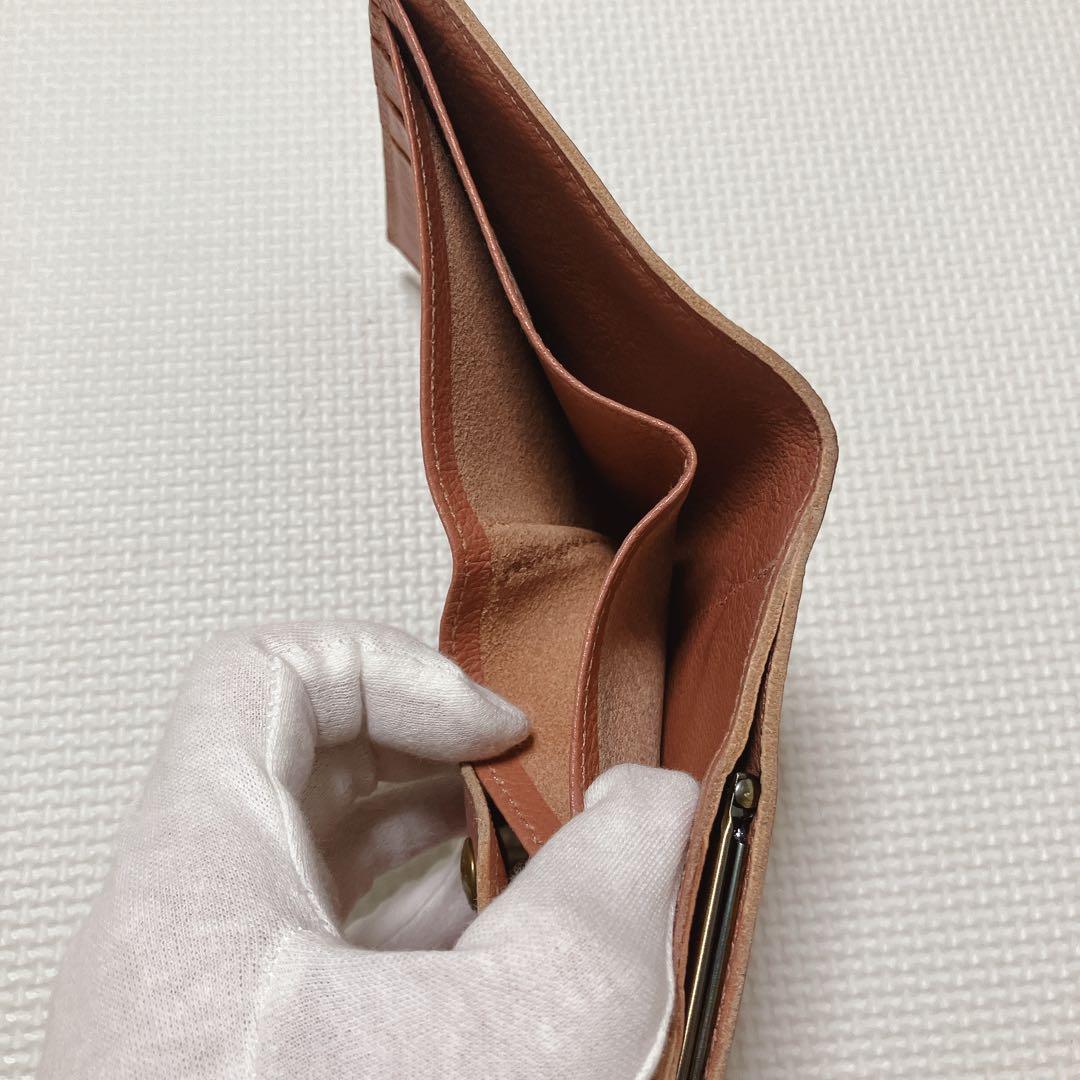 極美品　IL BISONTEイルビゾンテ レザーがま口三つ折り財布　ジャム