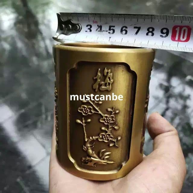 銅器 梅蘭竹菊筆箱 書道具 文房具 現代工芸品 美術品 置物