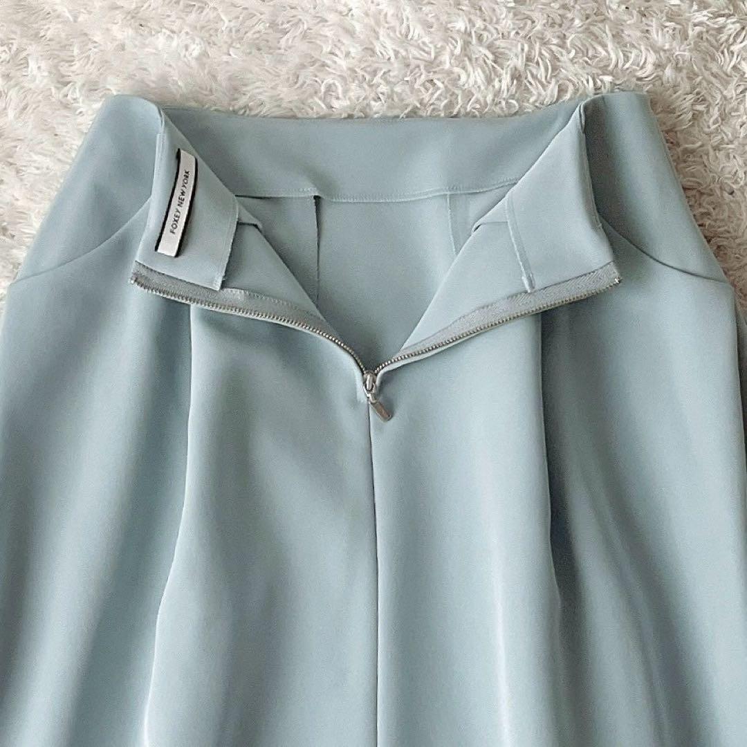 【美品】フォクシー フレアスカート イリプスフレアー ライトブルーAライン膝丈