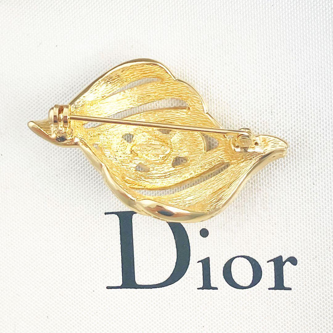 美品✨クリスチャンディオール　ブローチ　カラーストーン　ラインストーン　ゴールド