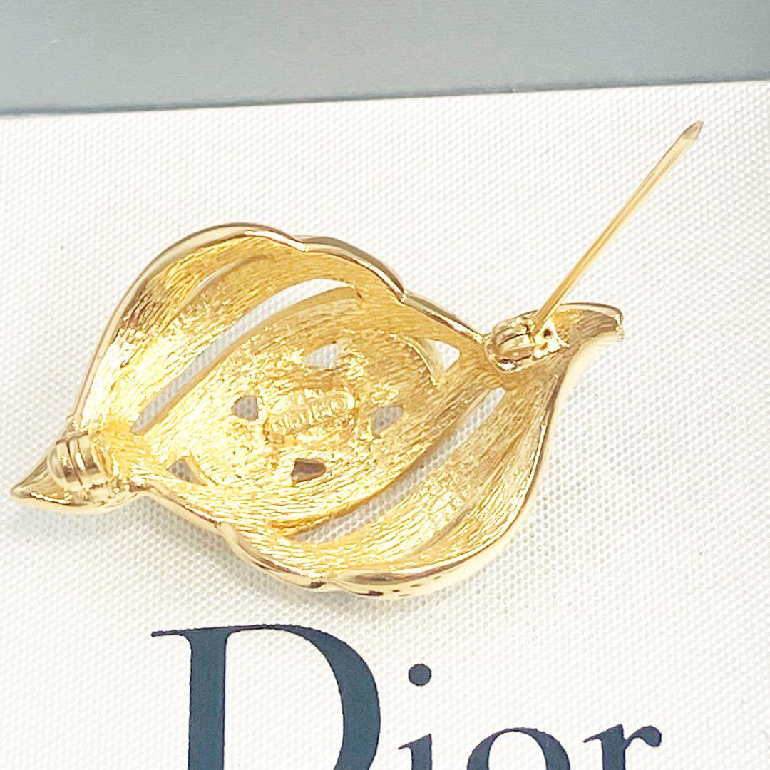 美品✨クリスチャンディオール　ブローチ　カラーストーン　ラインストーン　ゴールド
