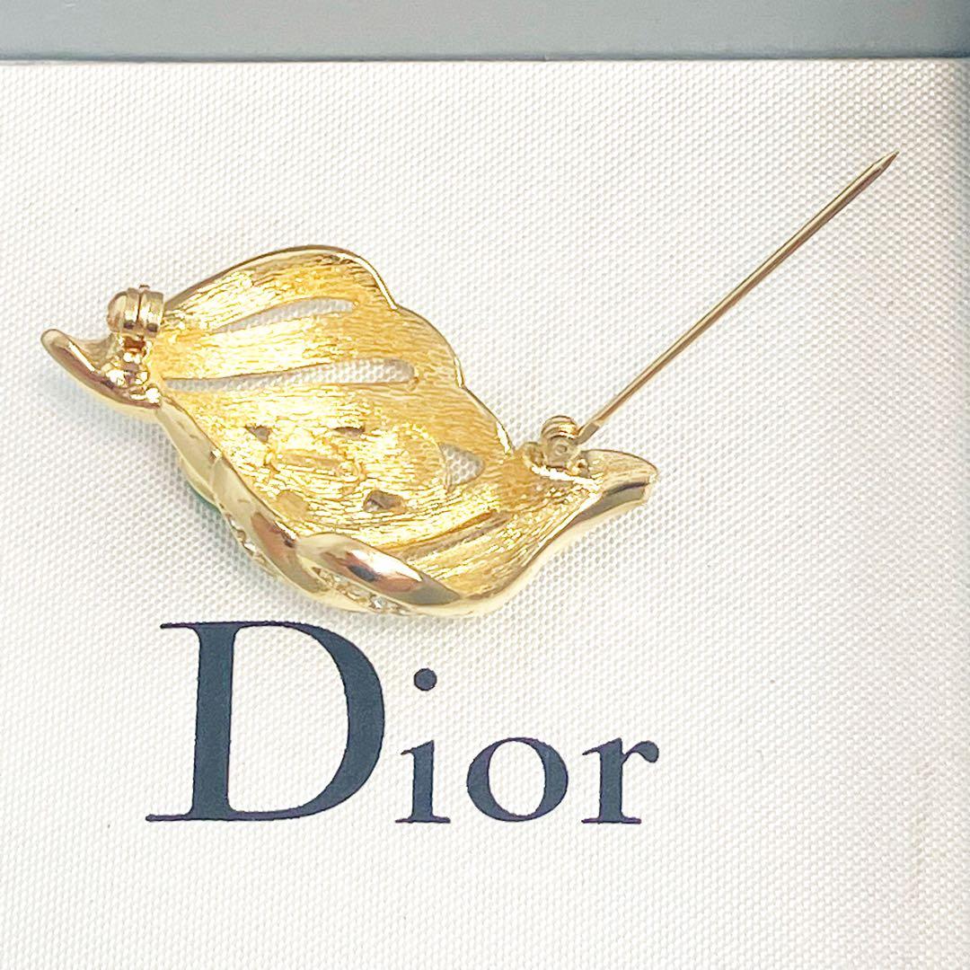 美品✨クリスチャンディオール　ブローチ　カラーストーン　ラインストーン　ゴールド