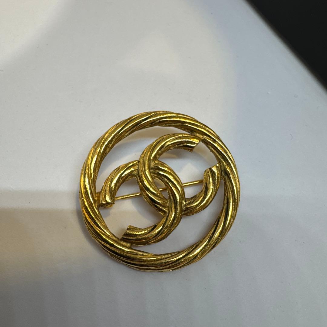 【美品】CHANELゴールドツイスト ブローチ CC ココマーク ヴィンテージ