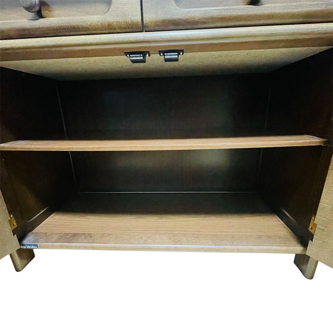 【美品】Karimoku カリモク 家具 木製 電話台 キャビネット FAX台