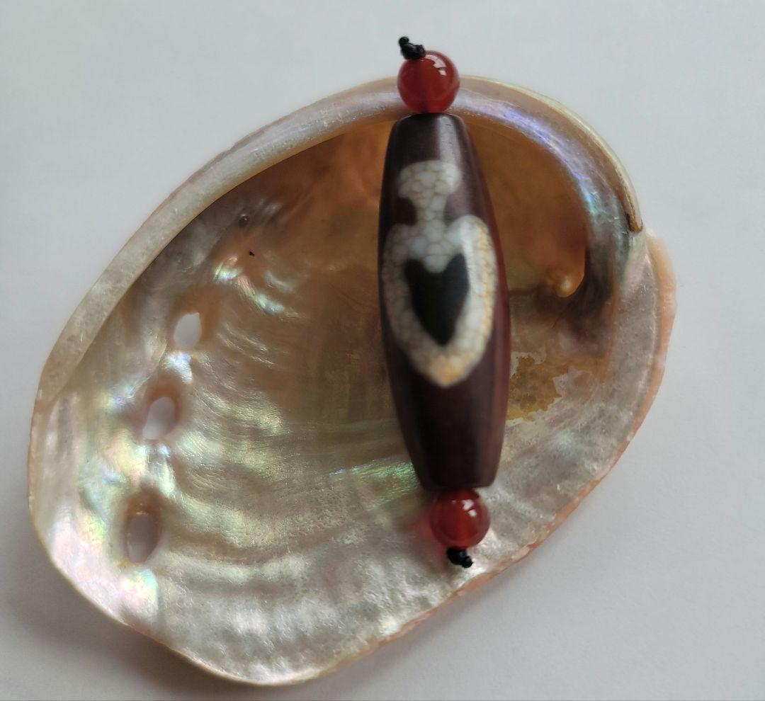 チベット宝珠　宝瓶&三眼天珠　西蔵老礦紅朱砂天珠