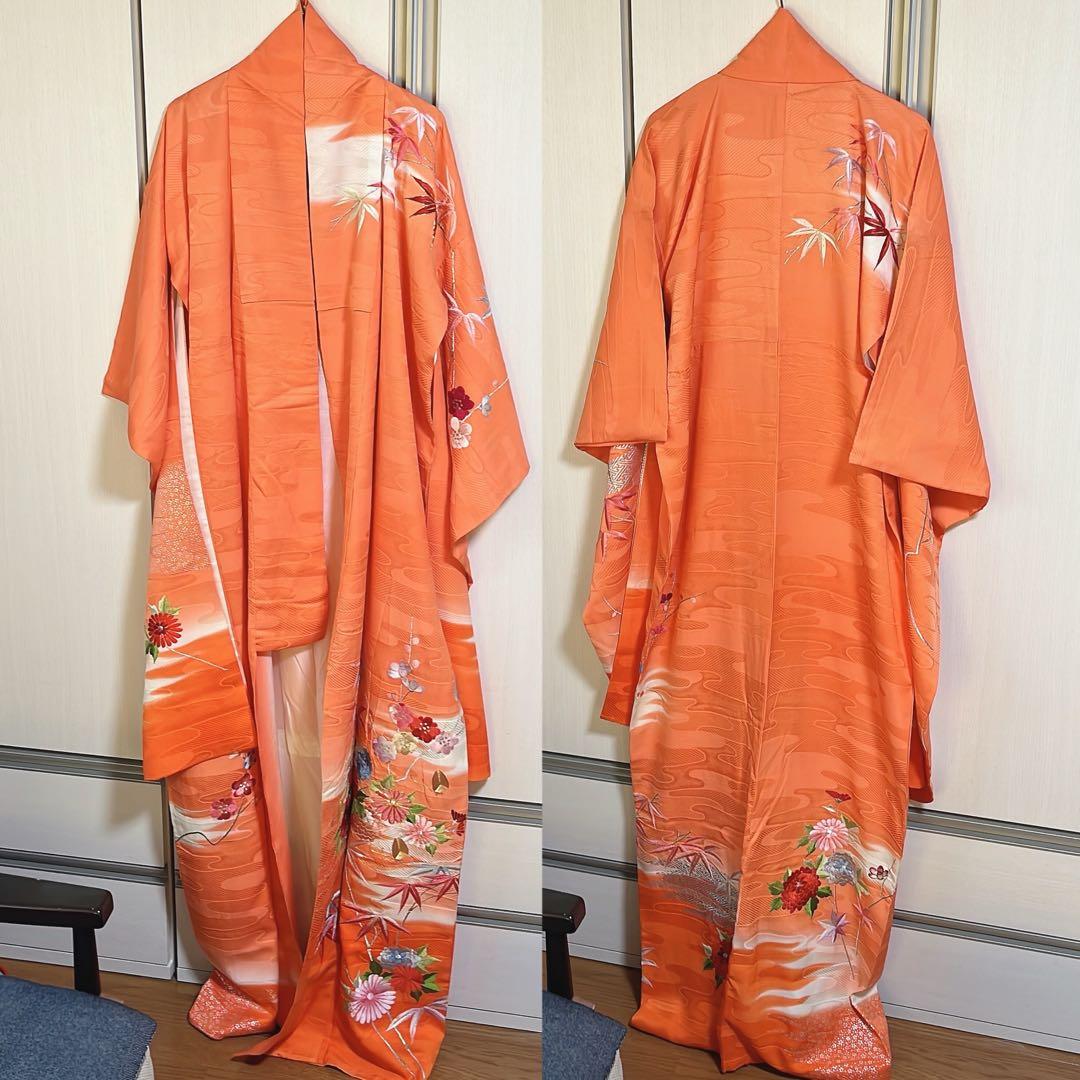 断捨離中の為破格‼️【高級 中振袖５点セット】 正絹 花柄 古典柄 刺繍 成人式