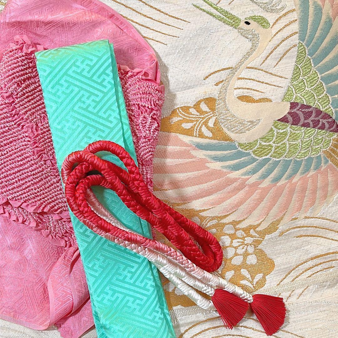 断捨離中の為破格‼️【高級 中振袖５点セット】 正絹 花柄 古典柄 刺繍 成人式