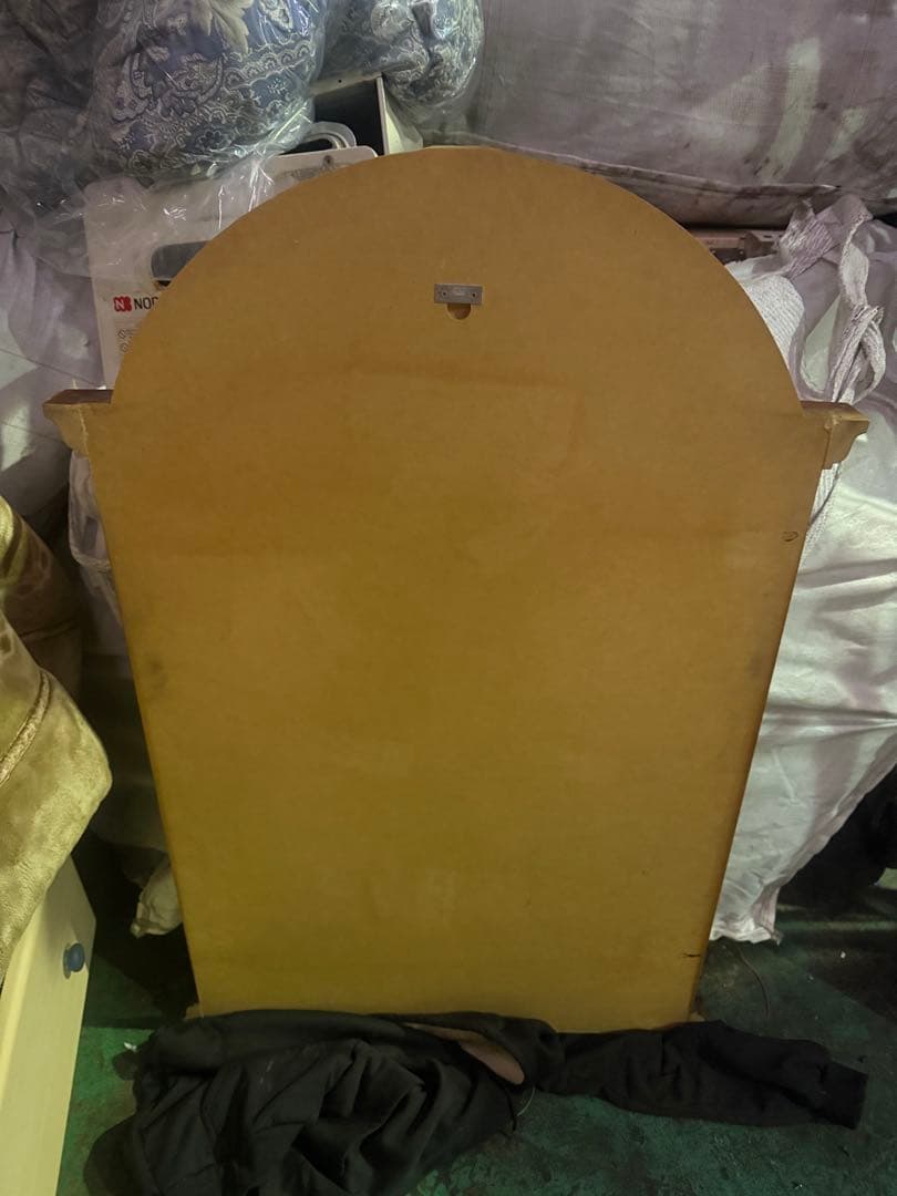 イタリア製 象嵌細工 木製アーチ型ミラー 約160cm x 80cm