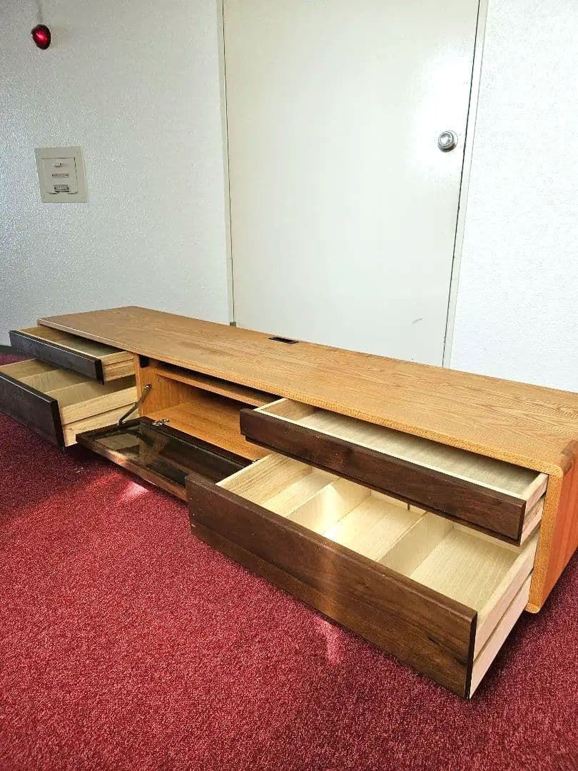 すみっこ 北欧 タモ＆ウォルナット無垢材 収納TVボード 幅180cm