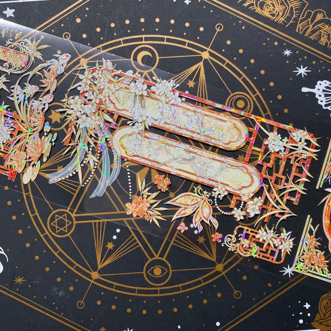 【9170】海外　マステ　中古巻　貝殻光マスキングテープ　古風　装飾背景系