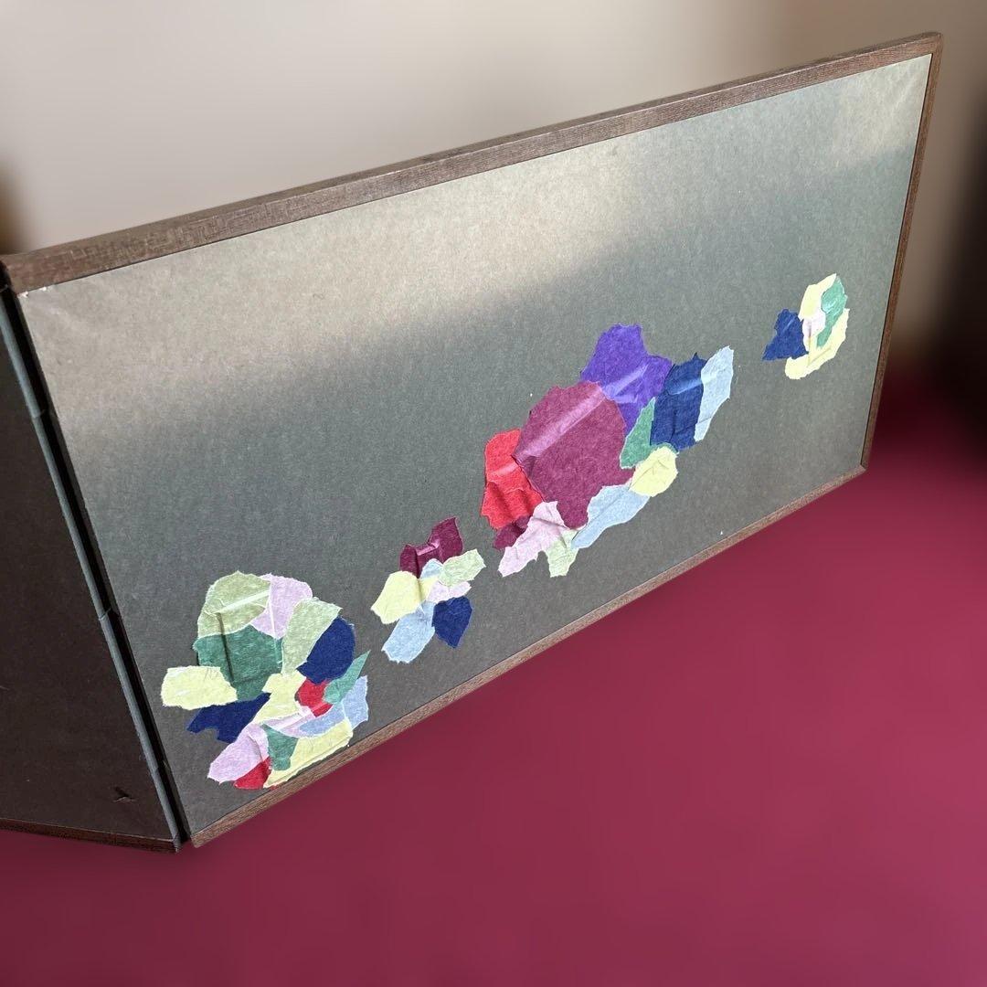 衝立　仕切り　枕屏風　花柄刺繍　アンティーク　骨董　送料込み