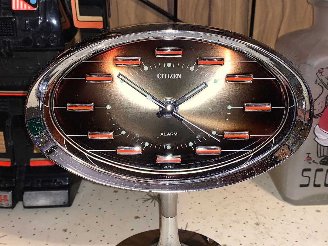 昭和レトロ　動作品　シチズン CITIZEN アラーム付　置時計　スペースエイジ