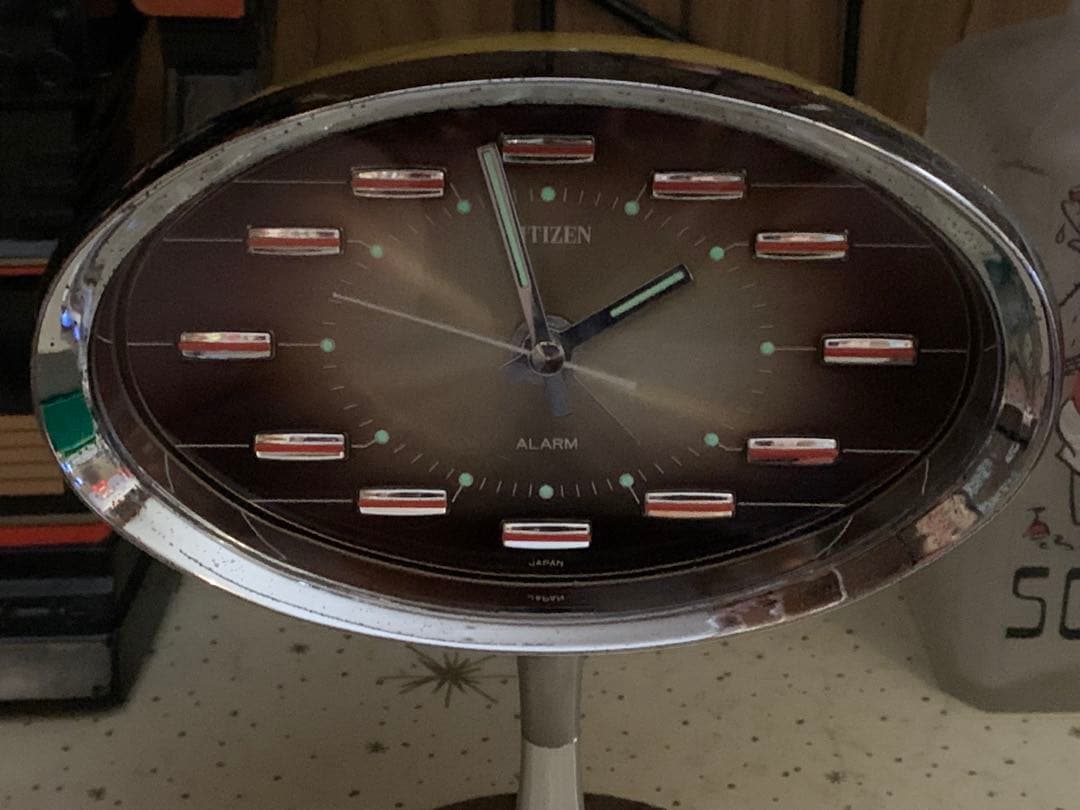昭和レトロ　動作品　シチズン CITIZEN アラーム付　置時計　スペースエイジ