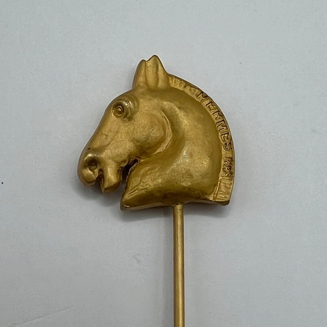 【極美品】エルメス ピンブローチ ホースヘッド 馬 シュバル ゴールド金具