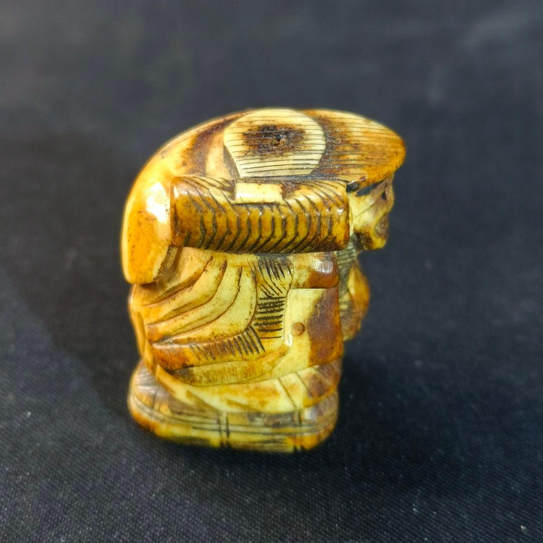 江戸根付 弁天様 天然素材 手彫り 無銘 骨董 古美術 蒐集家放出アンティーク