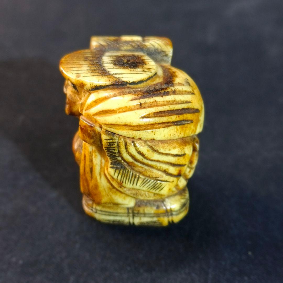 江戸根付 弁天様 天然素材 手彫り 無銘 骨董 古美術 蒐集家放出アンティーク