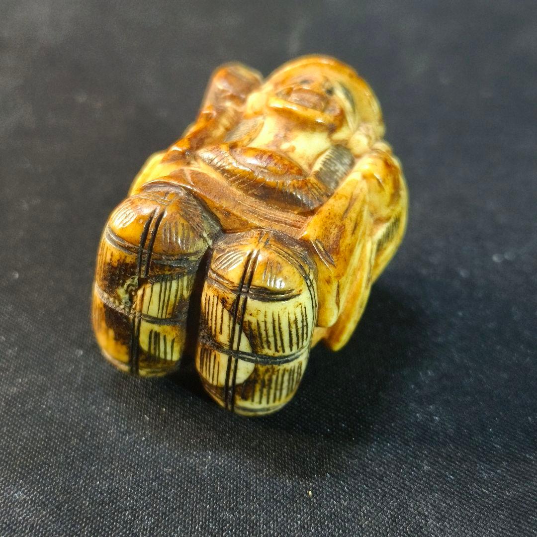 江戸根付 弁天様 天然素材 手彫り 無銘 骨董 古美術 蒐集家放出アンティーク