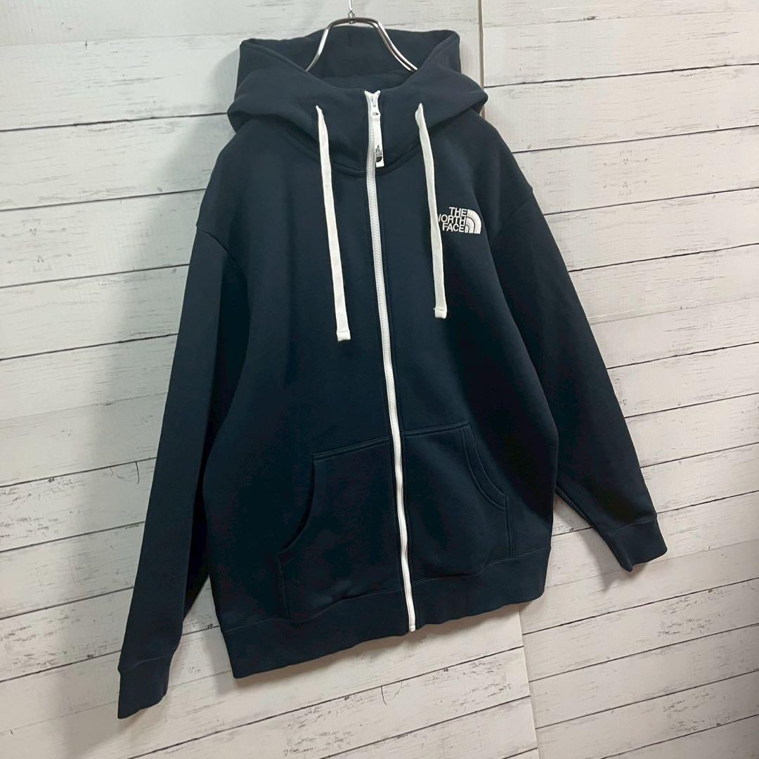 1【希少XL】ノースフェイス☆フード刺繍ビッグロゴ リアビュー☆7414