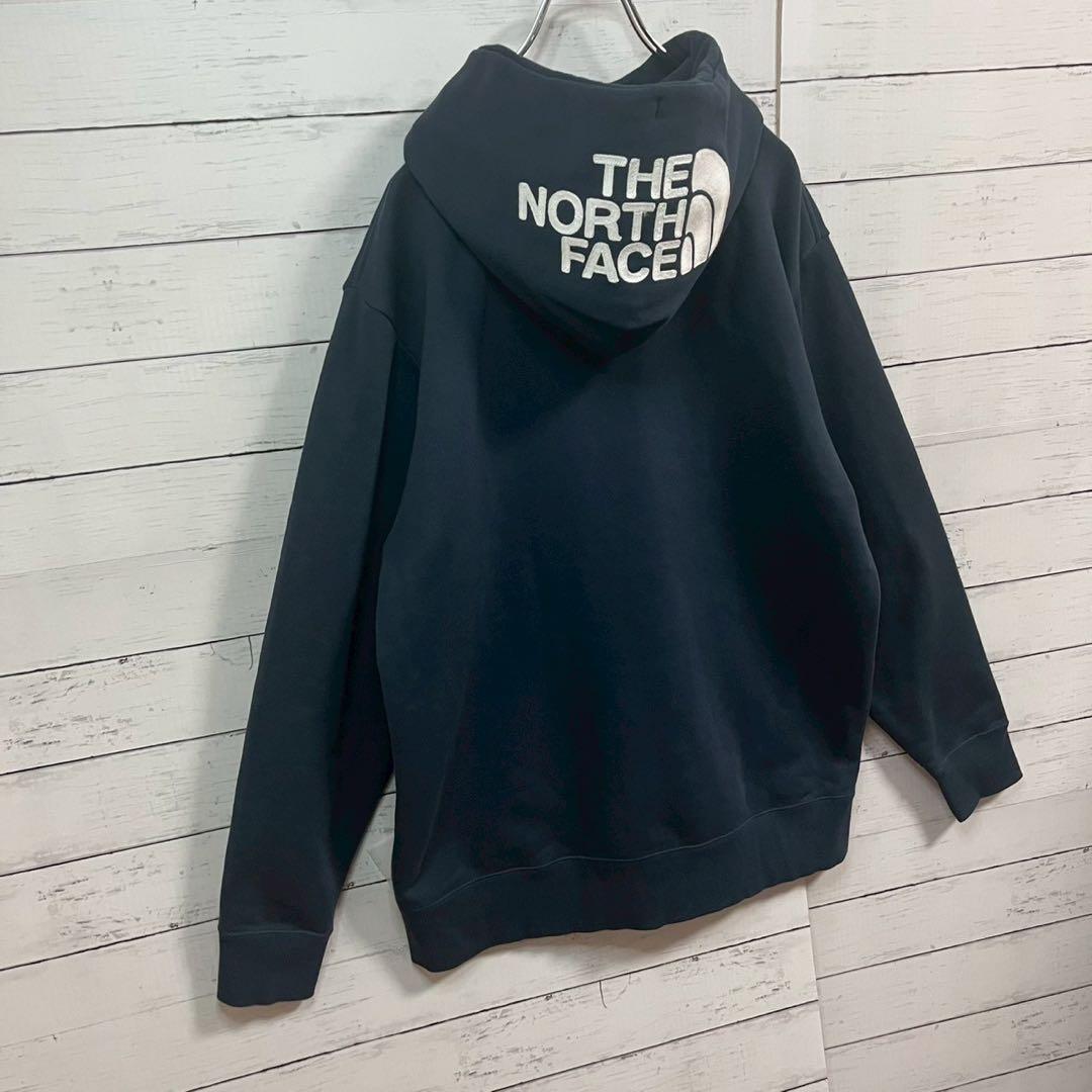 1【希少XL】ノースフェイス☆フード刺繍ビッグロゴ リアビュー☆7414