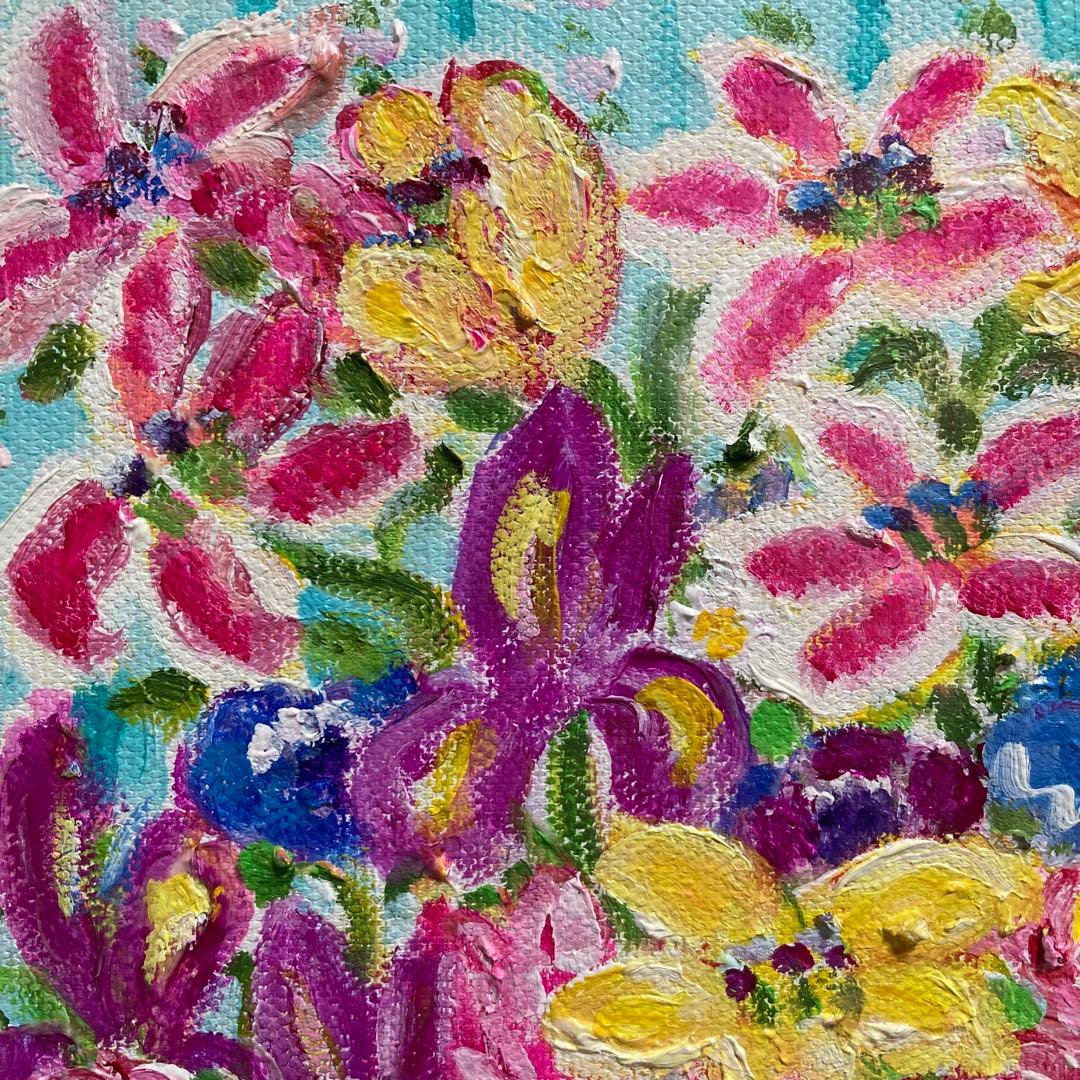 【真作保証】レスリー・セイヤー「花」油彩画 直筆サイン 真筆 原画 絵画