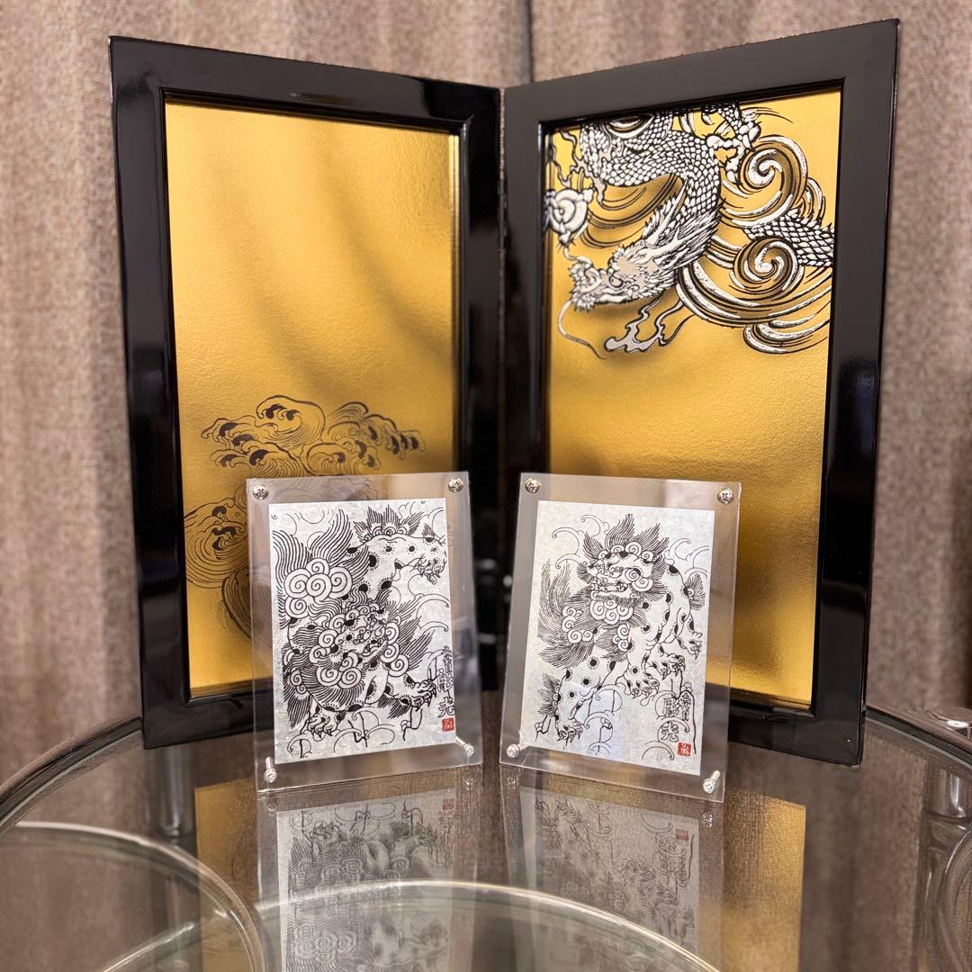 唐獅子・2点組み・和彫・リフレクトプリント