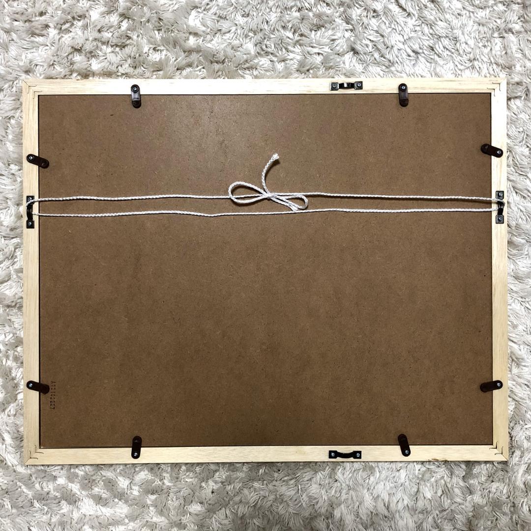 透明水彩画　原画　「雪原の朝焼け」額縁付　F6サイズ　風景画