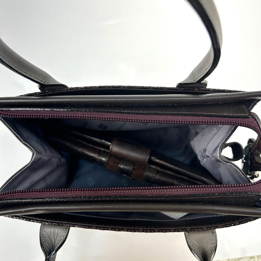 【未使用級】印傳屋　ハンドバッグ　手提げ　甲州印伝　上原勇七　和装　鹿革　あずき