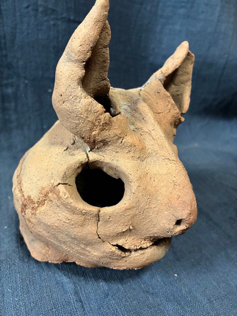 ムササビ埴輪　頭部　動物埴輪　出土　伝千葉県成田市　古墳時代　縄文　発掘品