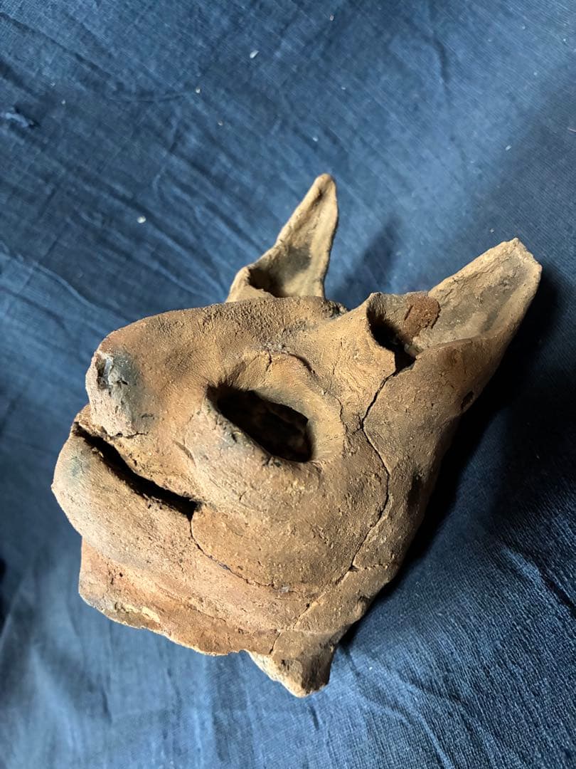 ムササビ埴輪　頭部　動物埴輪　出土　伝千葉県成田市　古墳時代　縄文　発掘品