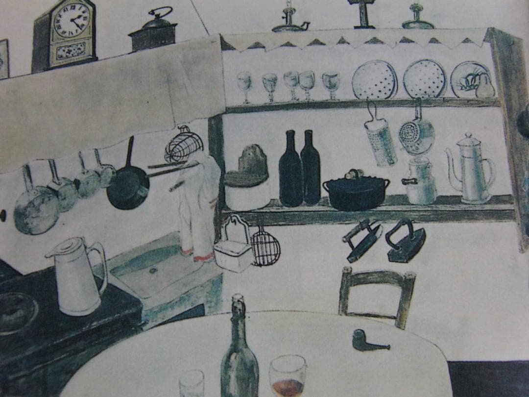 藤田嗣治、「La Cuisine」、希少画集の額装画、人気作品