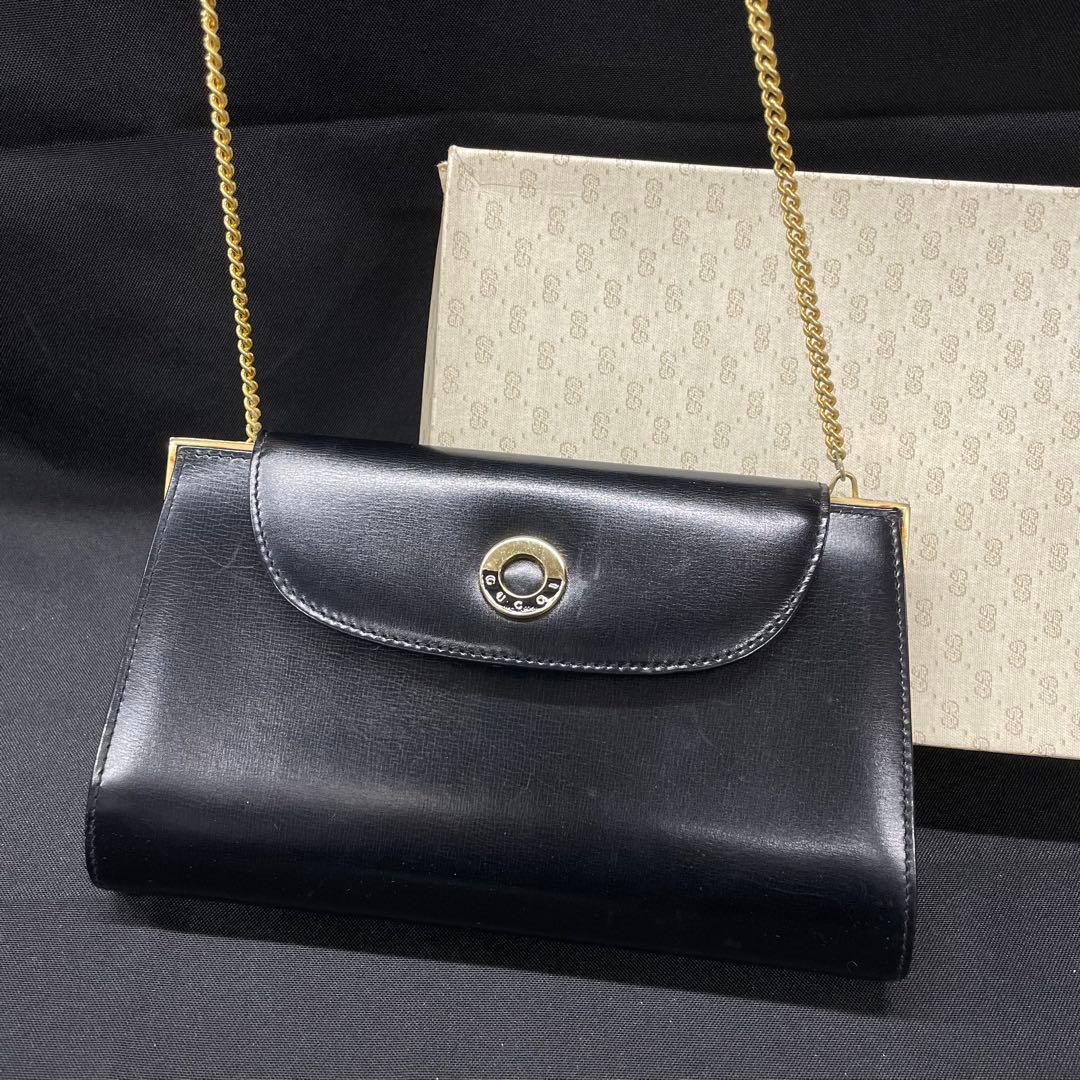 オールドグッチ　GUCCI ショルダーバッグ　サークルロゴ　ゴールド