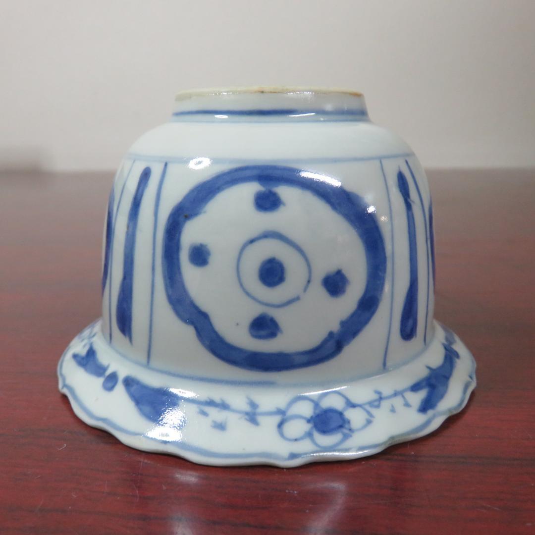 向付 染付 明治 大正 古染付写し 2客 草花