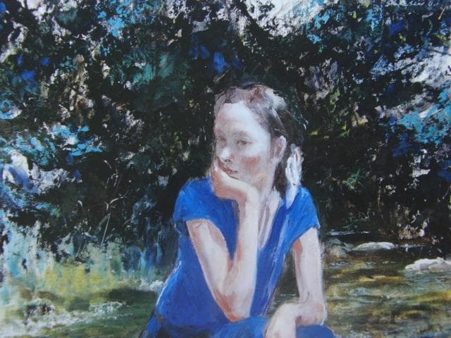 大場再生、【水辺のモノローグ】、希少な画集画、新品高級額・額装付