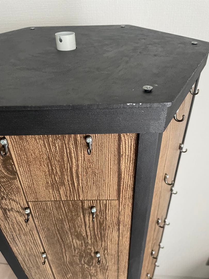 【店舗・イベント什器】木目アイアン調回転什器