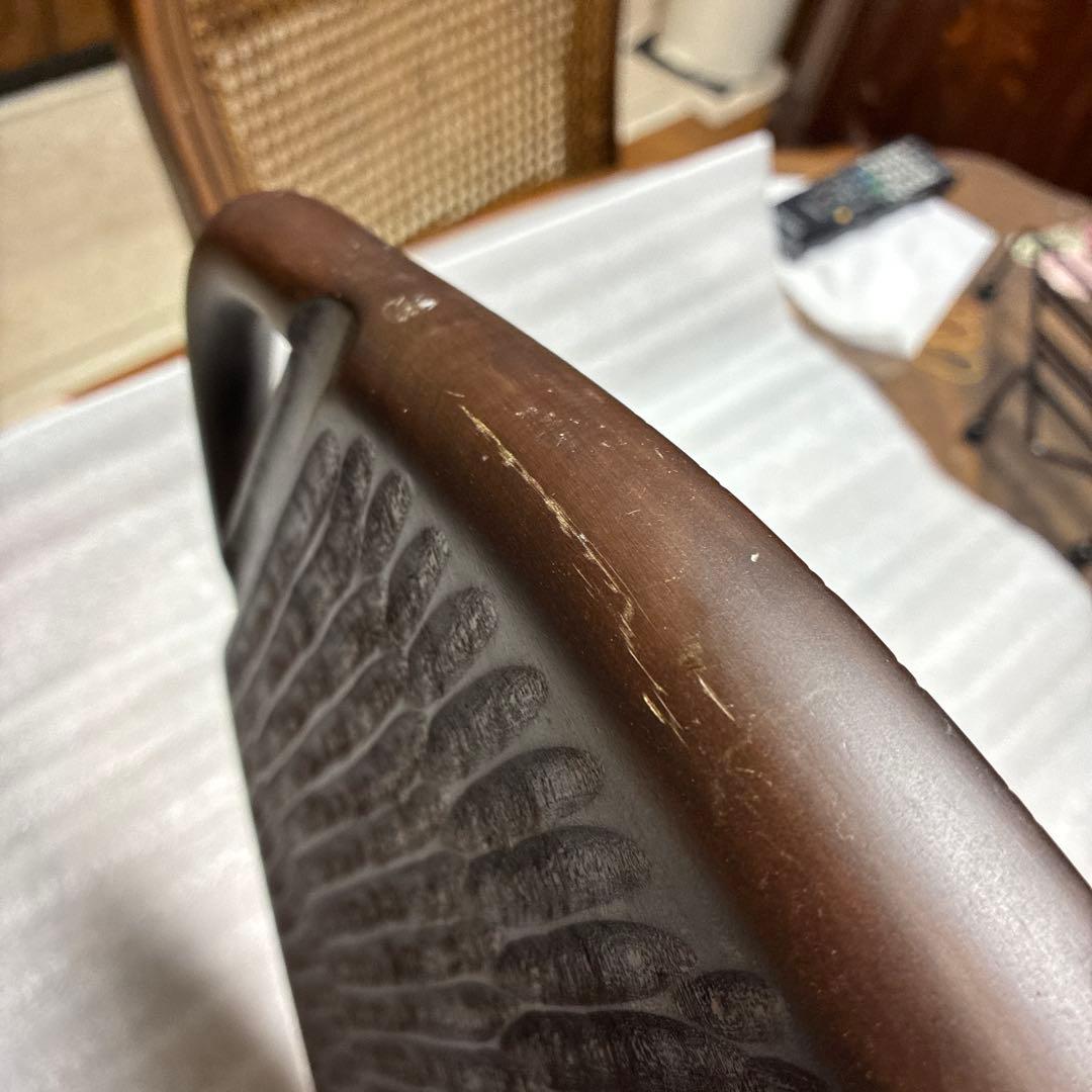 軽井沢彫　手付き盆　桜彫刻