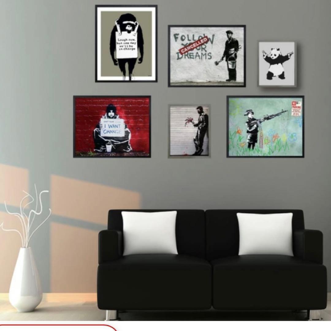 バンクシー アートフレーム Banksy ポスター パンダ 拳銃