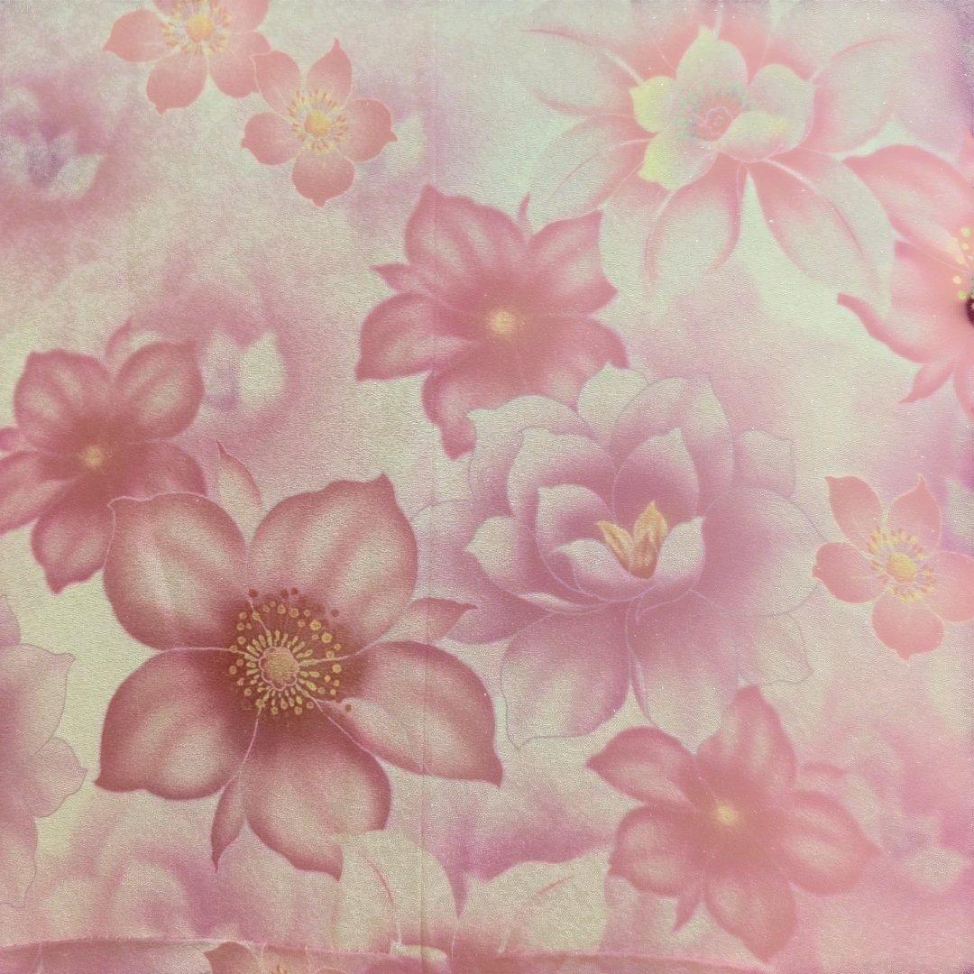 【美品】花柄ピンク振袖 162cm