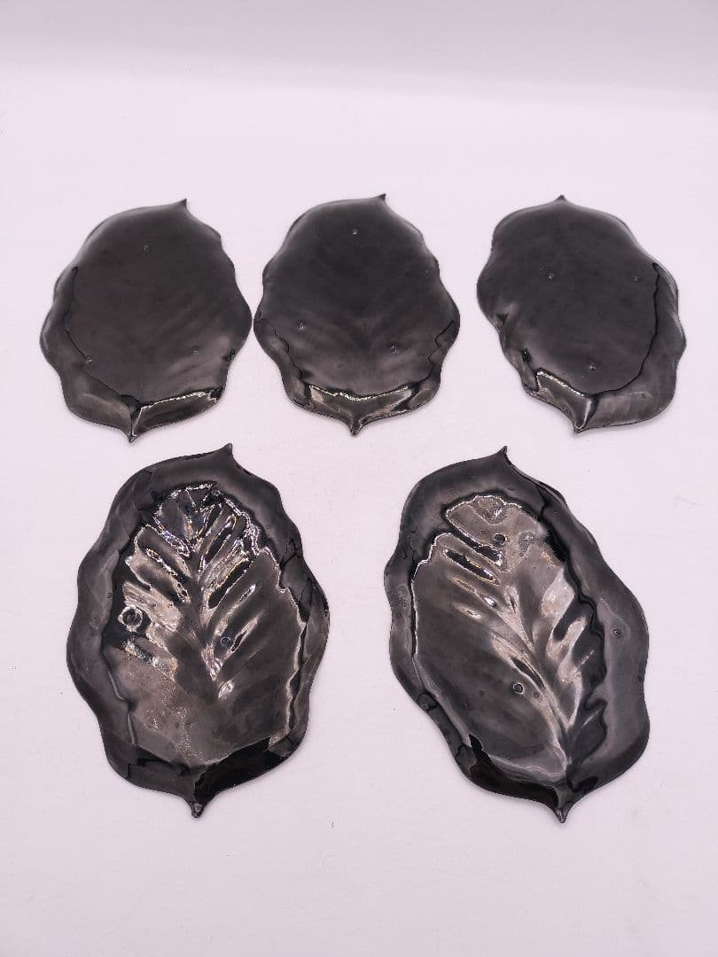 c597 銘々皿 七宝 木の葉 佐藤田保 木箱 茶道具 古物