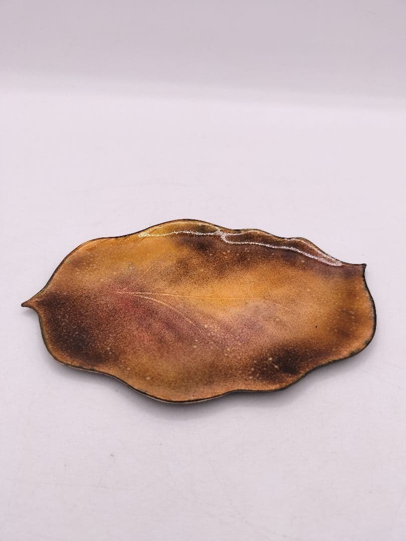 c597 銘々皿 七宝 木の葉 佐藤田保 木箱 茶道具 古物